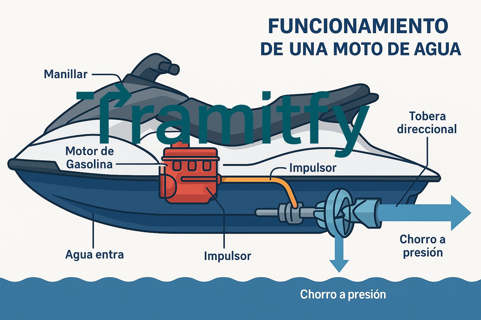 Funcionamiento del sistema de propulsión de una moto de agua